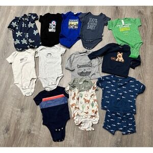 12 Pieces Baby Boy 0-6 Months Various Mixed Brands Long and Short Clothing Lot